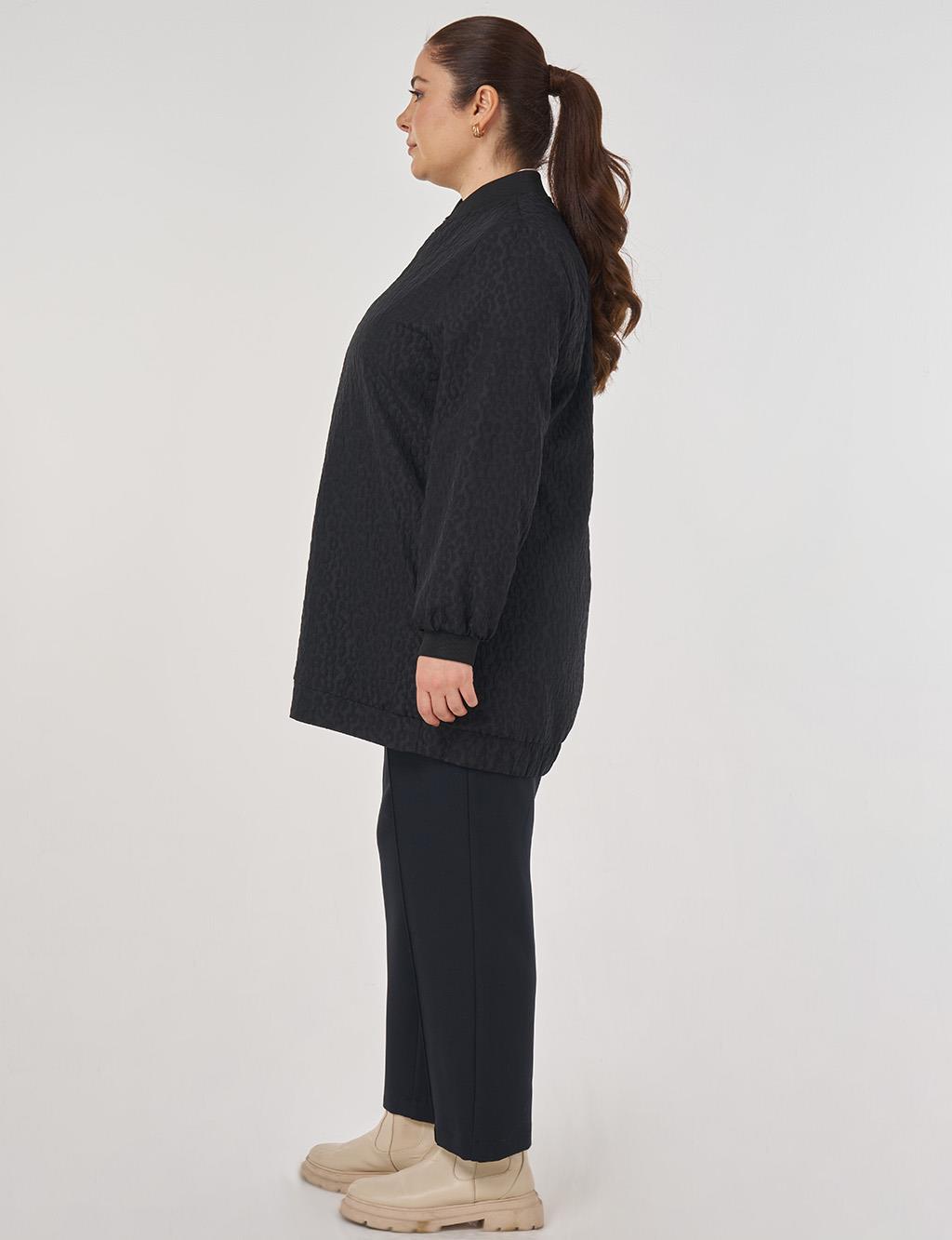 Leopard Pattern Embroidered Jacket Black