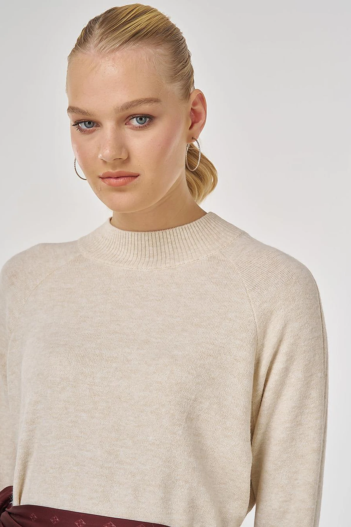 Raglan Sleeve Knit Dress in Cream
