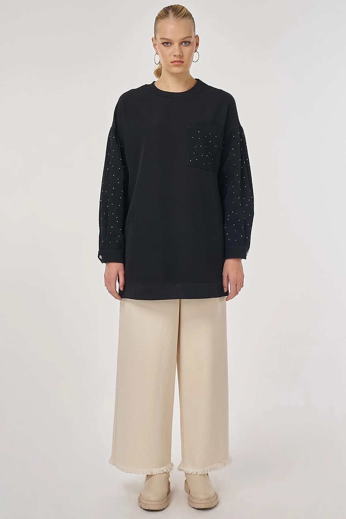Hotfix Printed Sweatshirt in Black