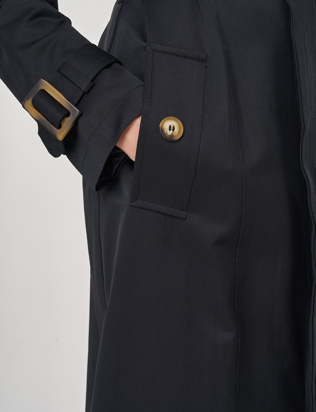 Trench Coat with Windbreaker Detail Black