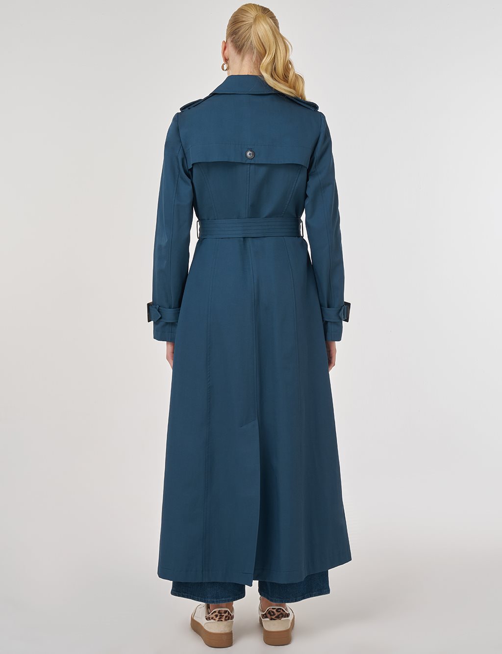 Trench Coat with Windbreaker Detail Petrol