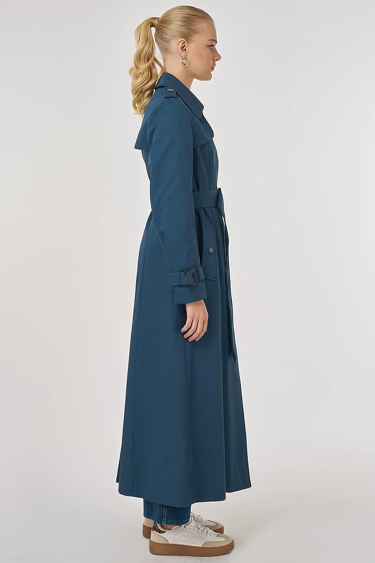 Trench Coat with Windbreaker Detail Petrol