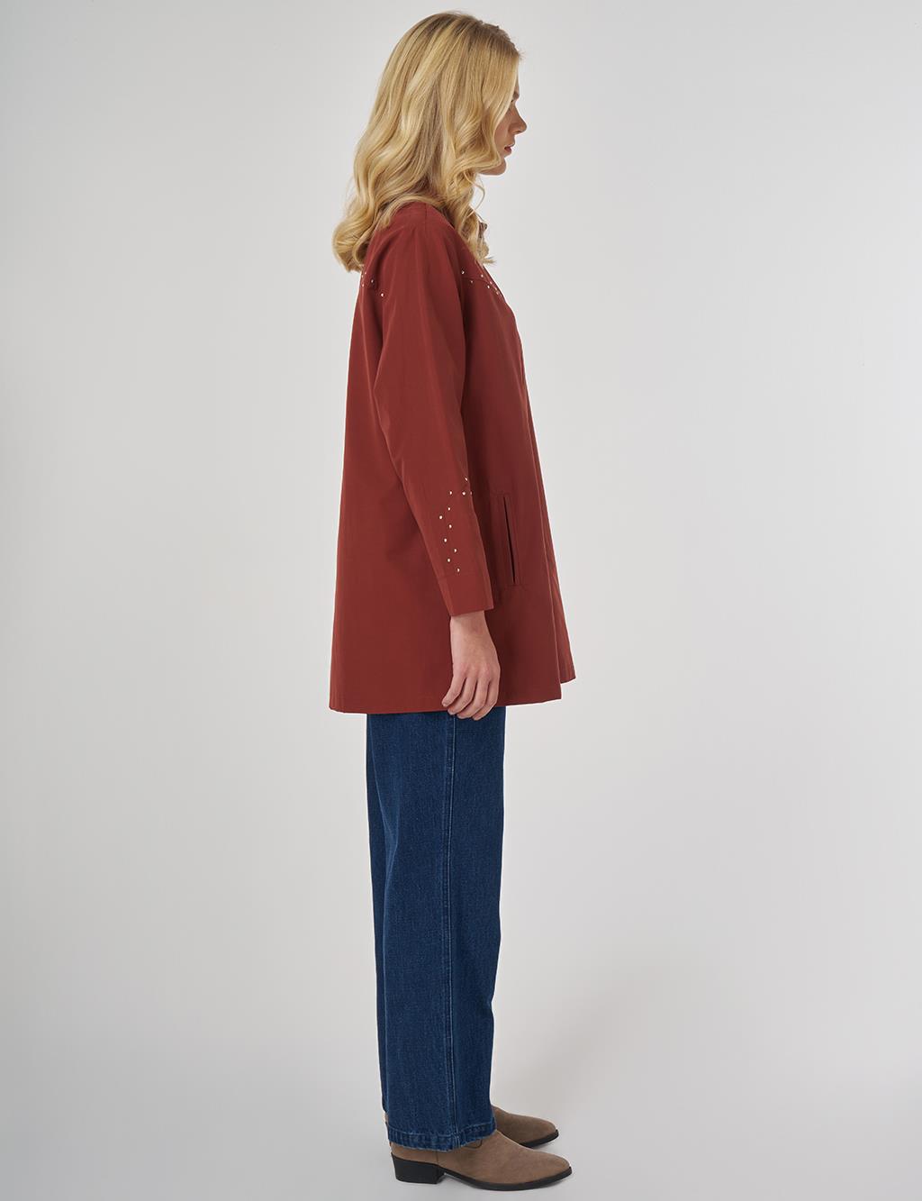 Trok Baskılı Pamuklu Tunik Kiremit