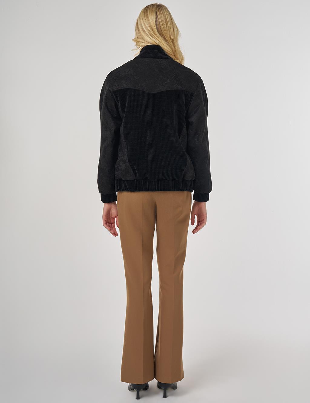 Troque Printed Velvet Jacket in Black