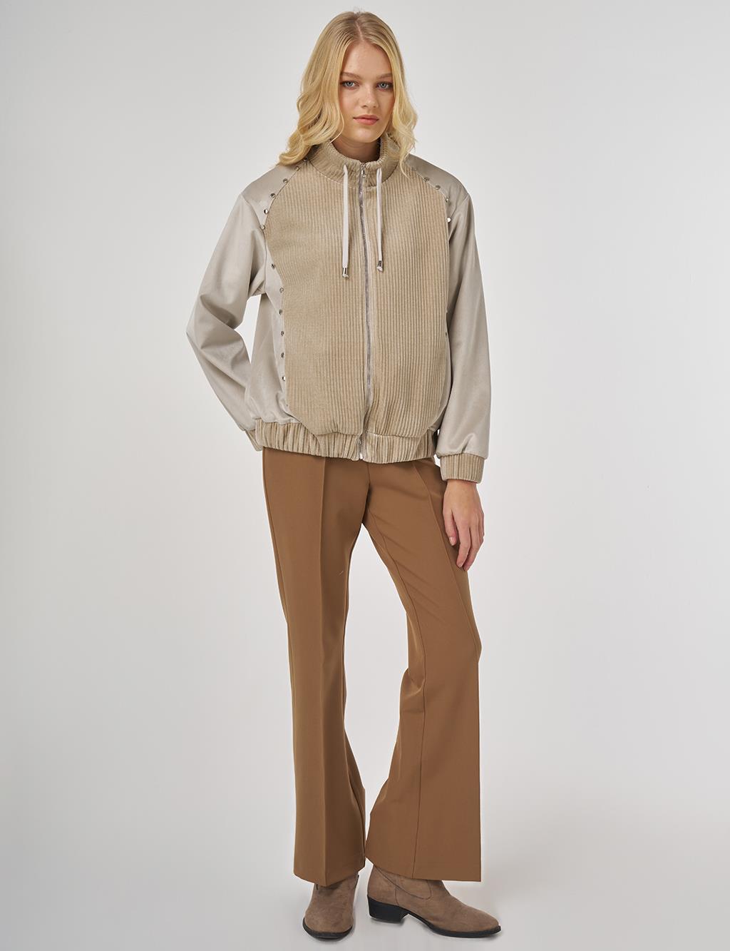 Troque Printed Velvet Jacket in Stone