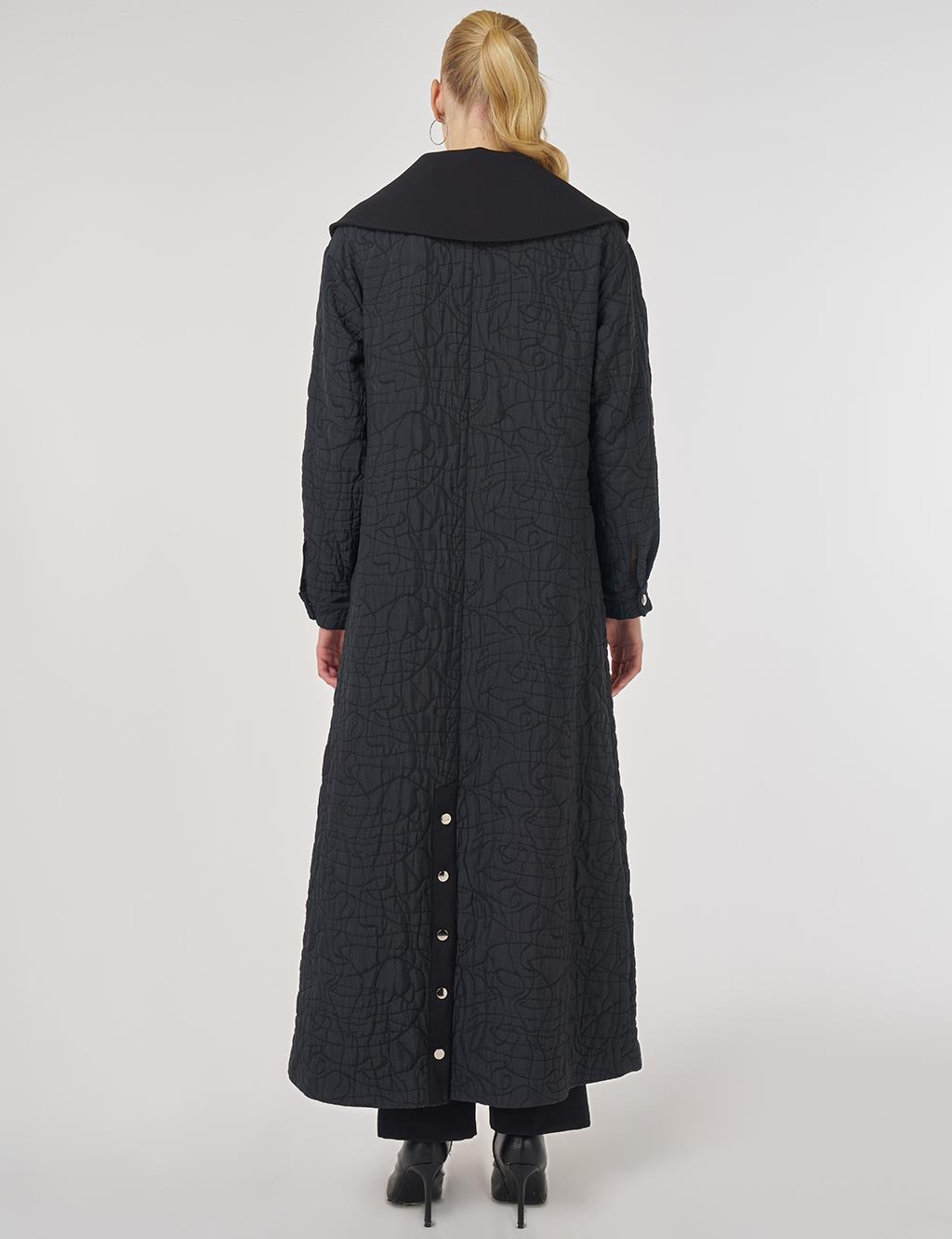 Geniş Yaka Pardesü Siyah