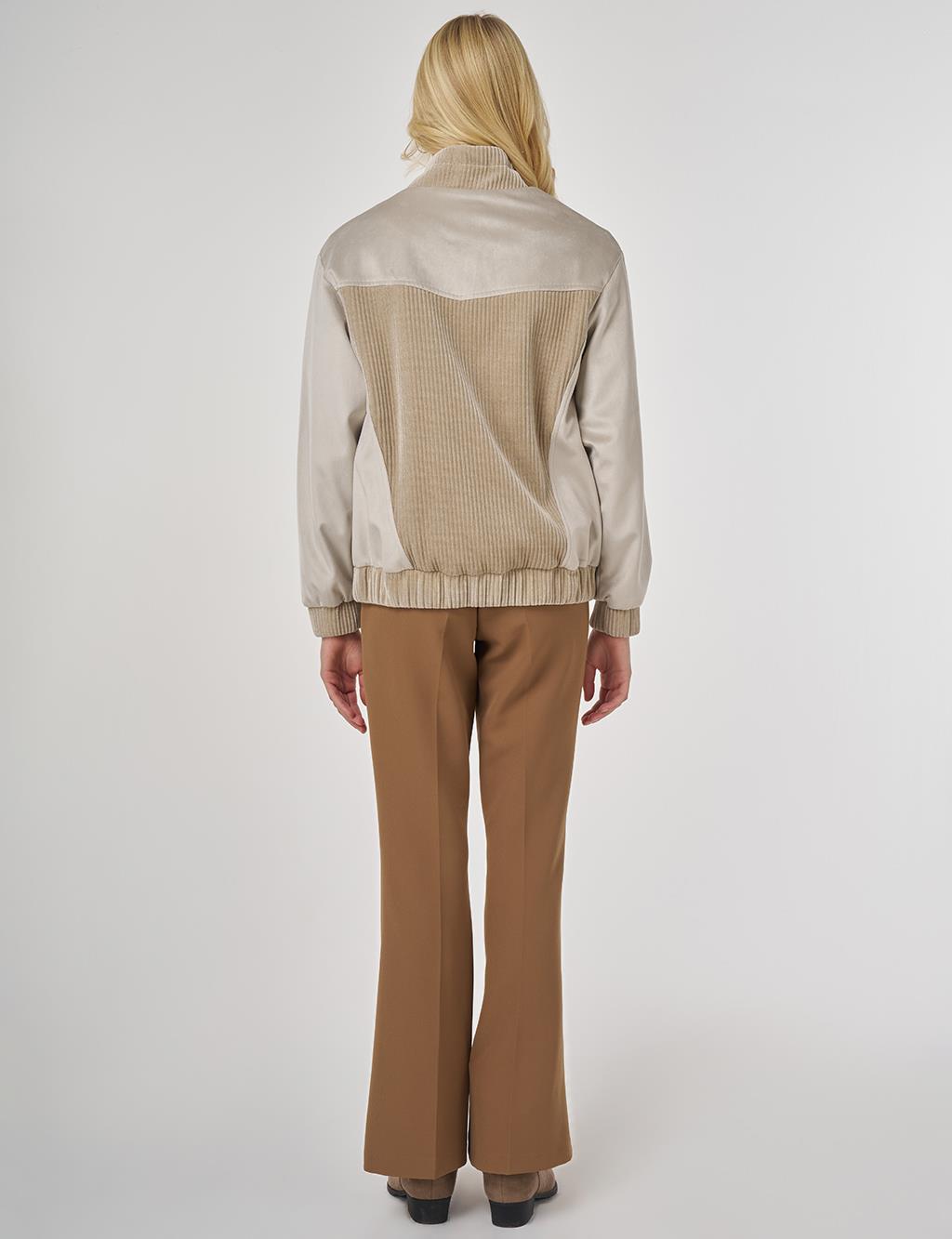 Troque Printed Velvet Jacket in Stone