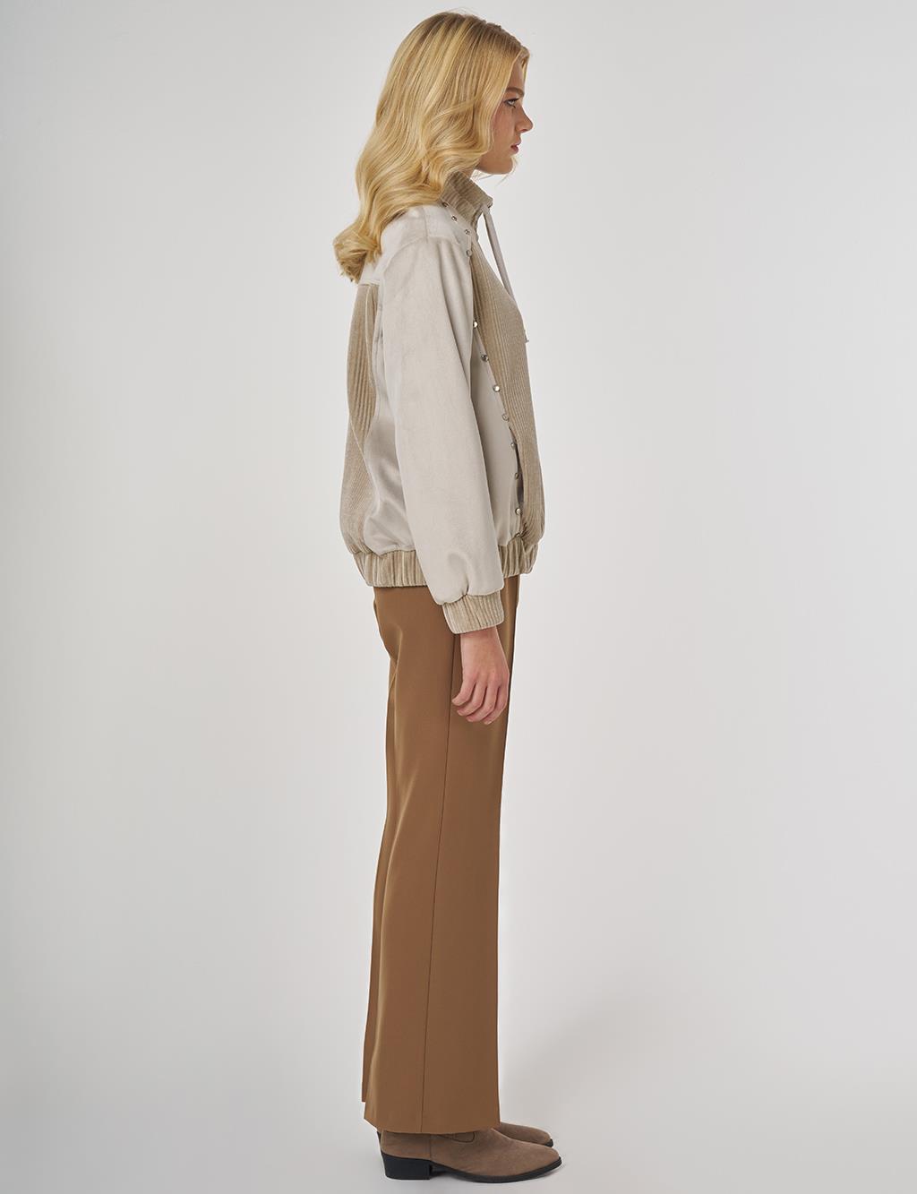 Troque Printed Velvet Jacket in Stone