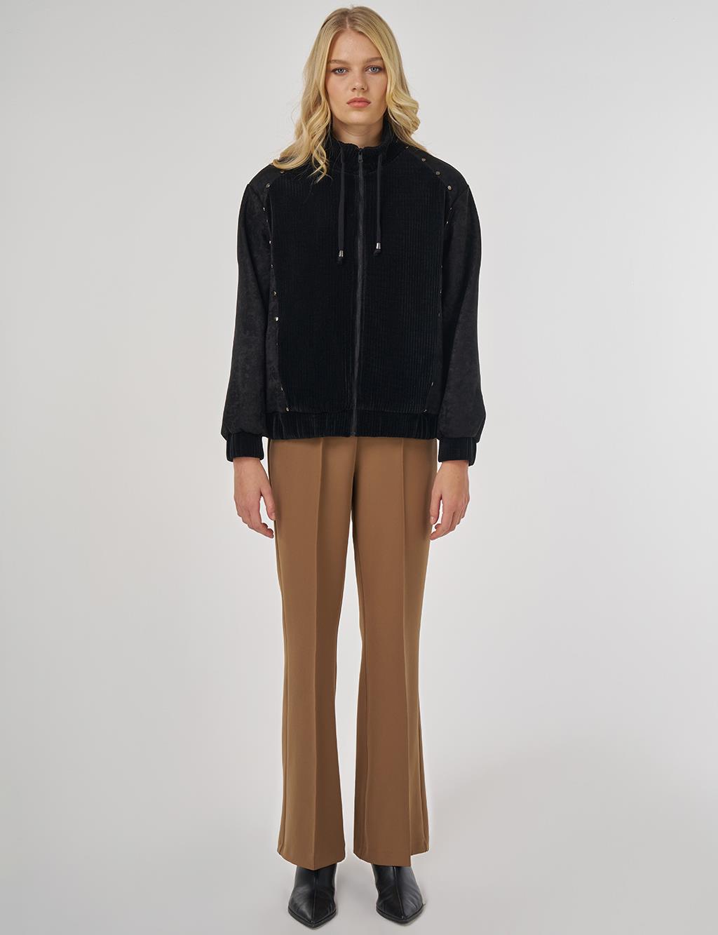 Troque Printed Velvet Jacket in Black