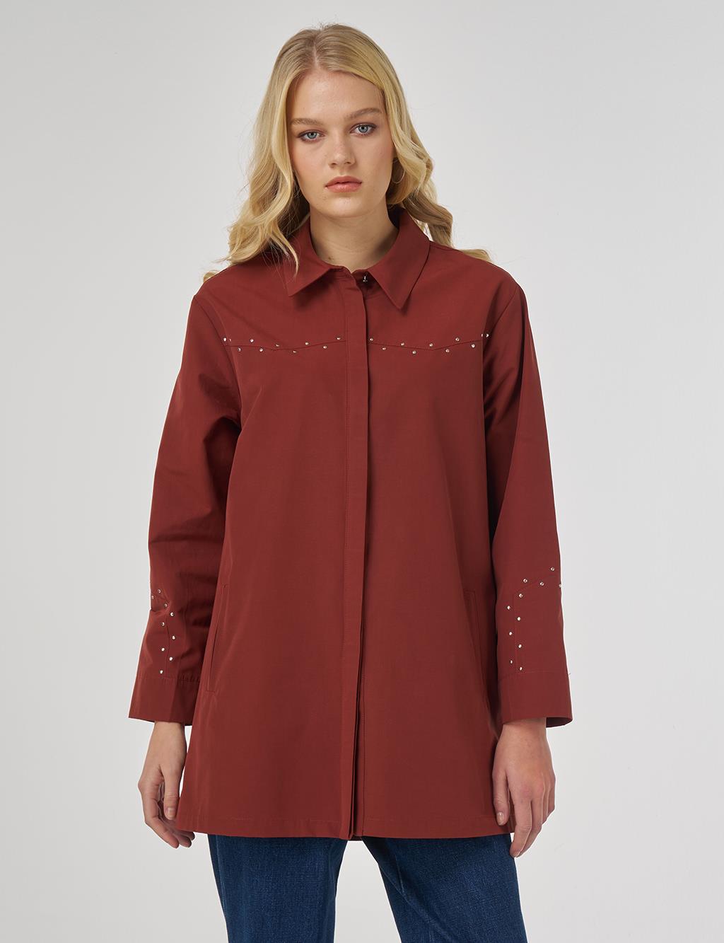 Trok Baskılı Pamuklu Tunik Kiremit