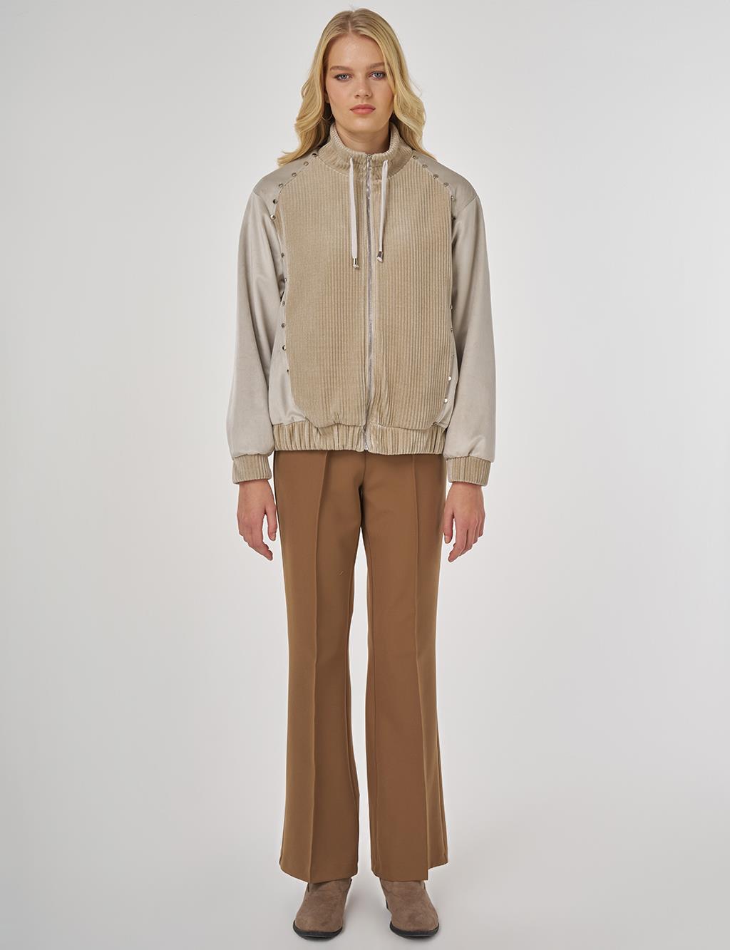 Troque Printed Velvet Jacket in Stone