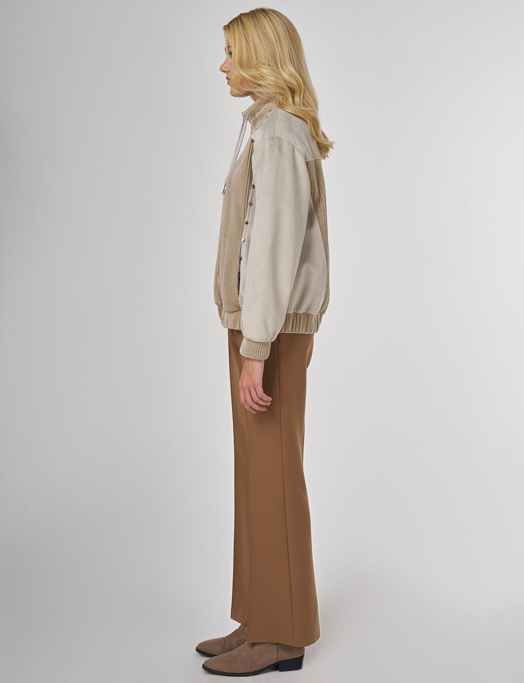 Troque Printed Velvet Jacket in Stone