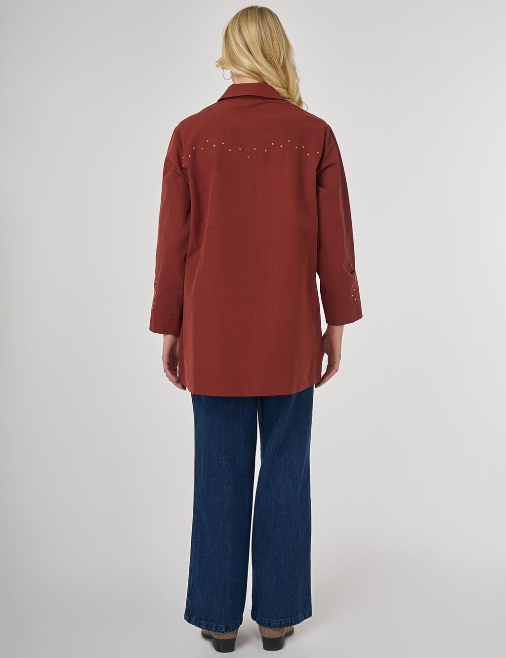 Trok Baskılı Pamuklu Tunik Kiremit