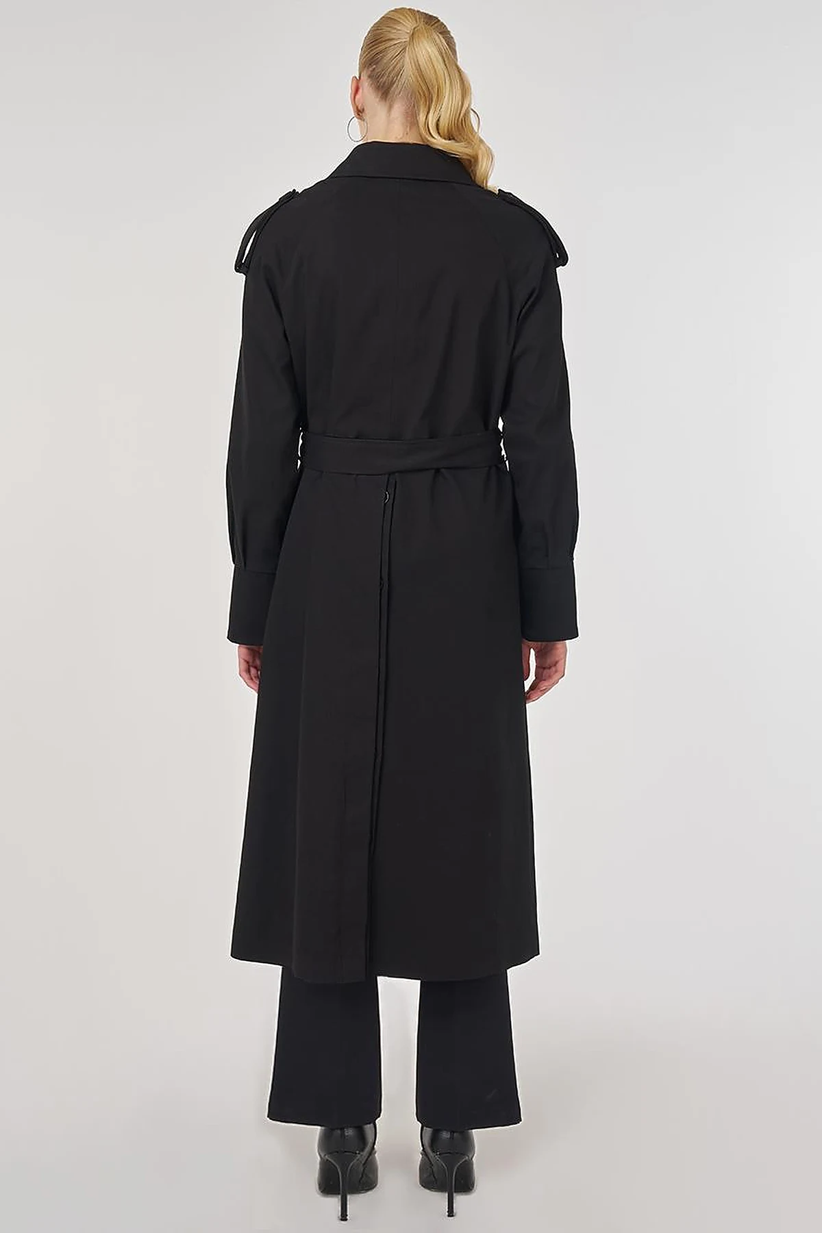 Embroidered Trench Coat Black