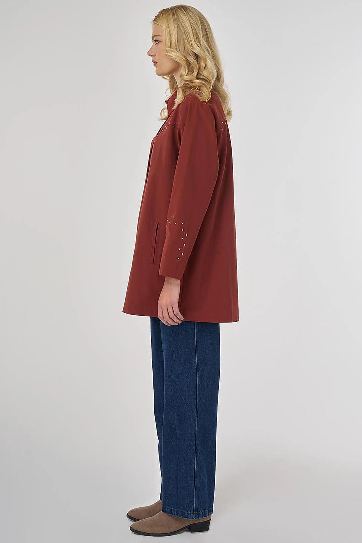 Troque Printed Cotton Tunic Brick Red