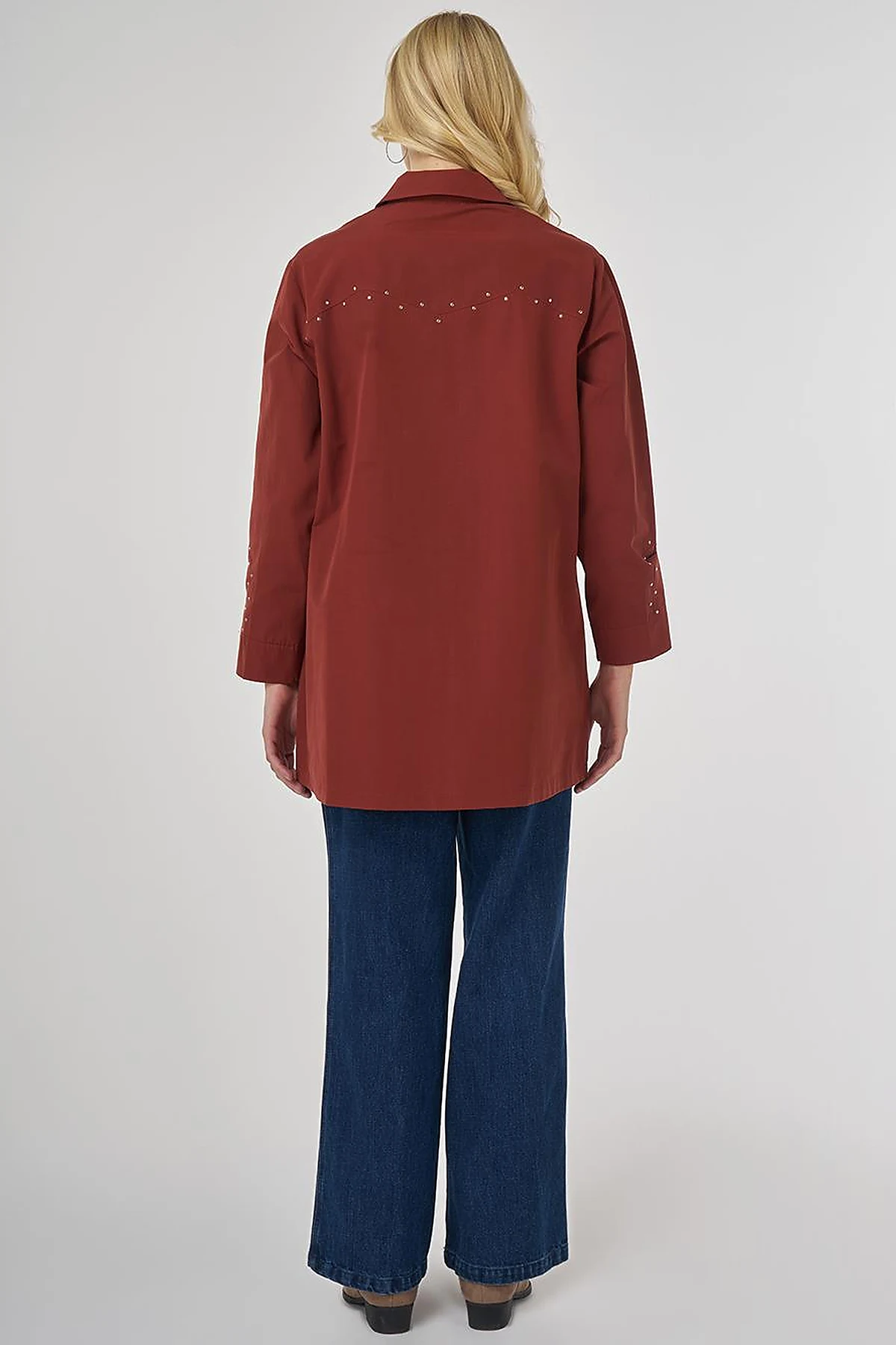 Troque Printed Cotton Tunic Brick Red