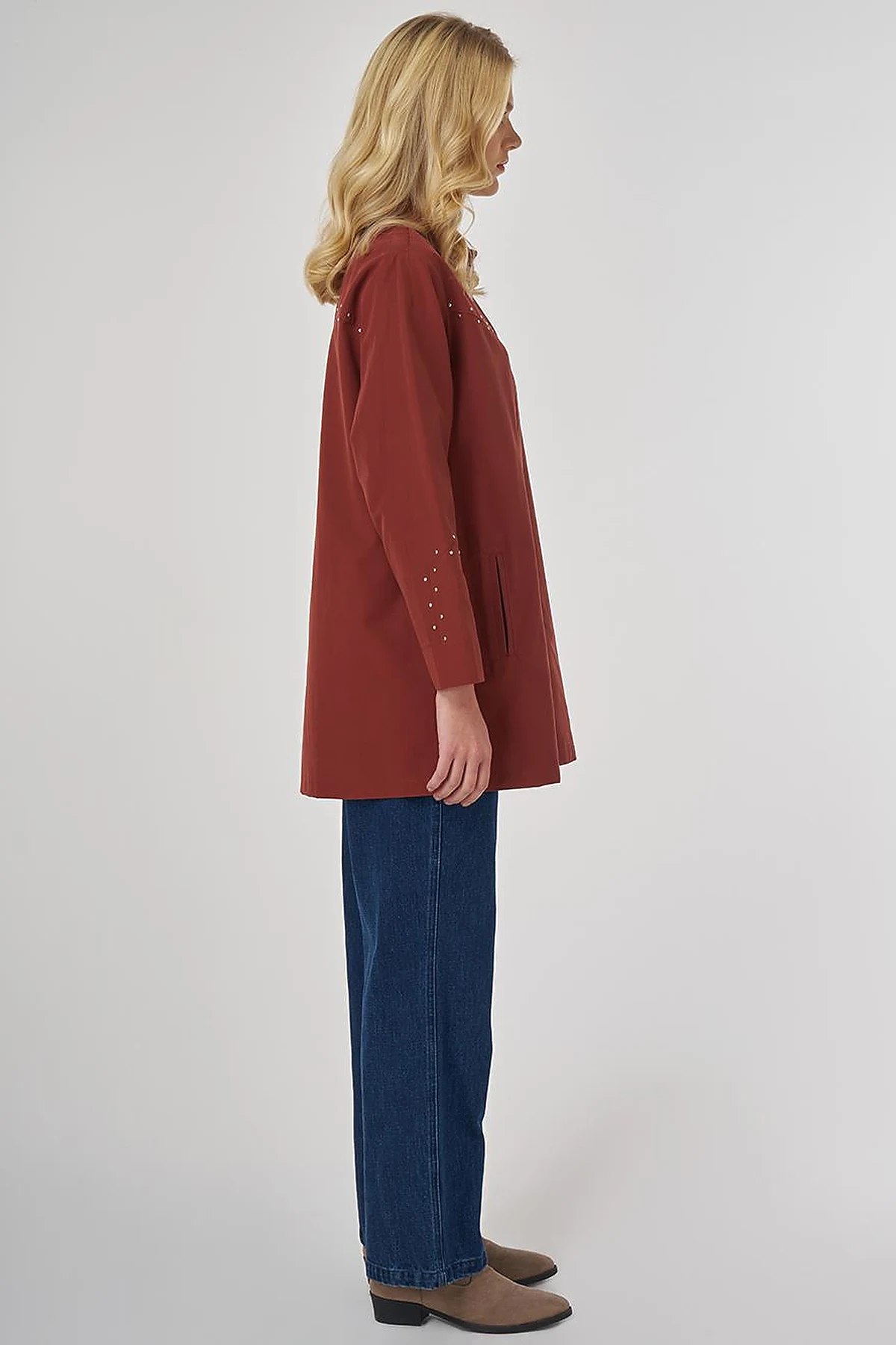 Troque Printed Cotton Tunic Brick Red