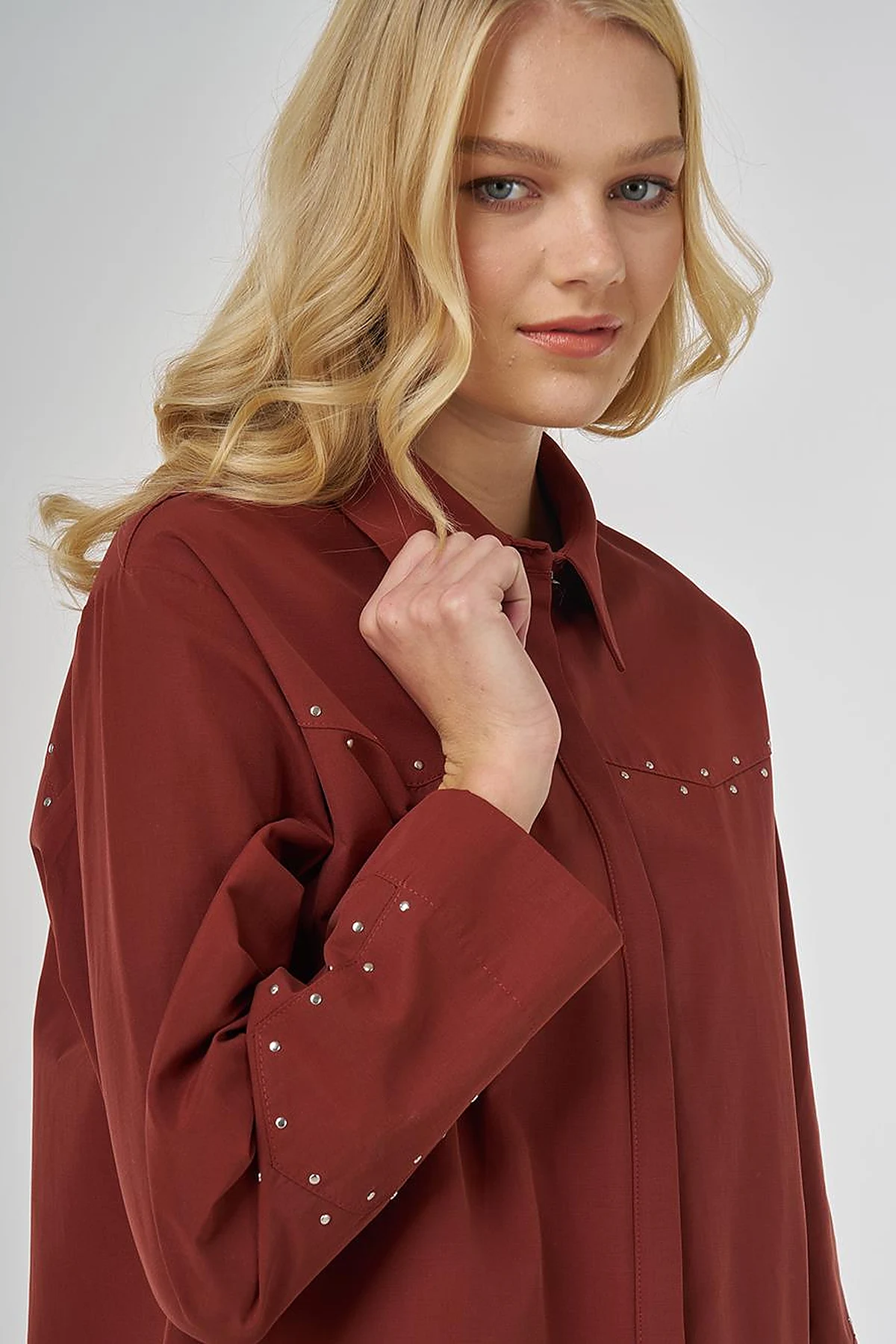Troque Printed Cotton Tunic Brick Red