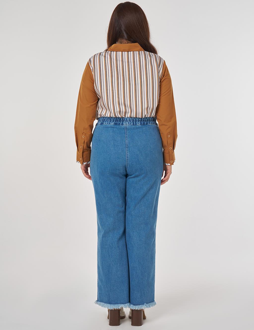 Topstitched Denim Pants in Blue