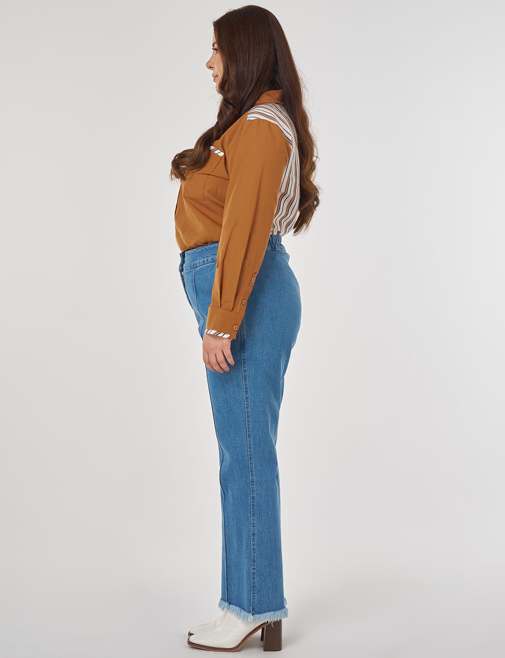 Topstitched Denim Pants in Blue