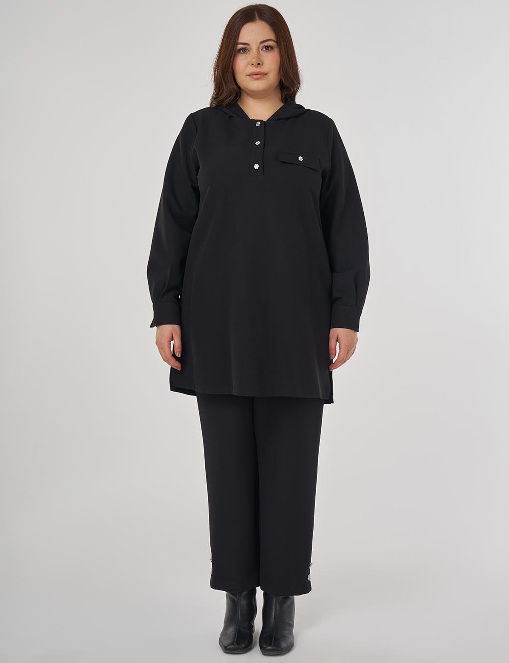 Kapak Cepli Rahat Kesim İkili Takım Siyah 