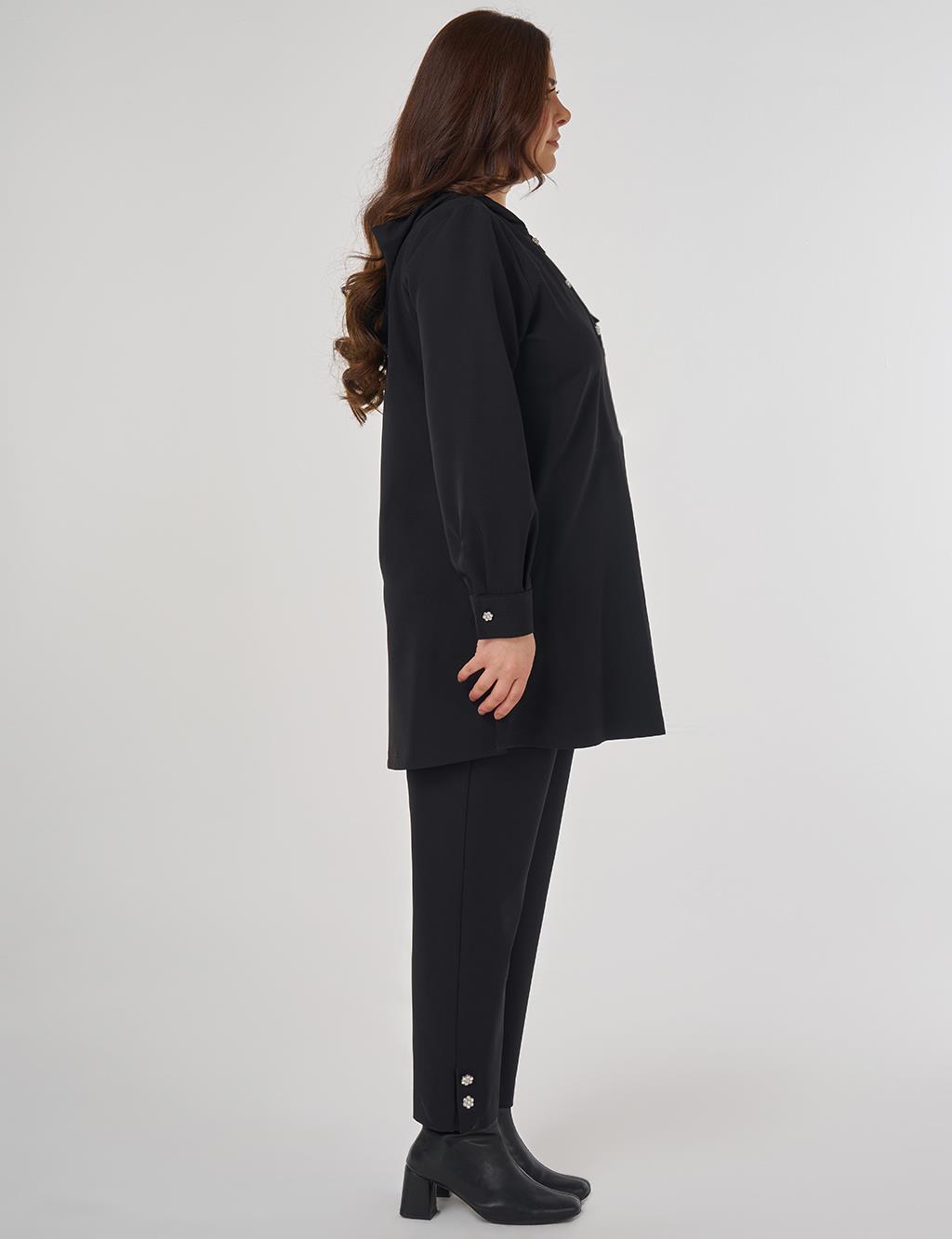 Kapak Cepli Rahat Kesim İkili Takım Siyah 