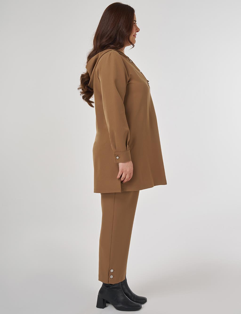 Kapak Cepli Rahat Kesim İkili Takım Koyu Oliv