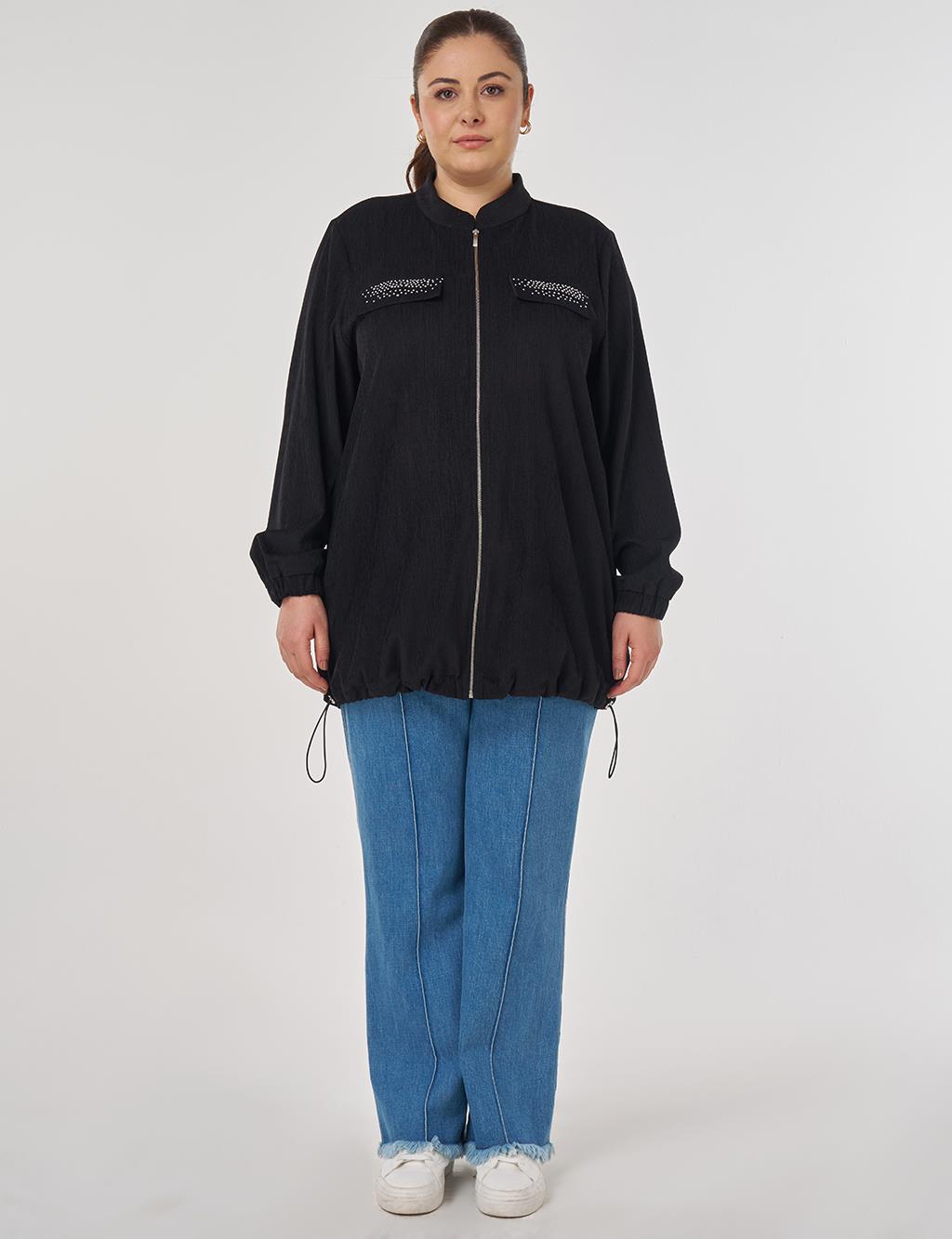 Flap Pocket Sweatshirt in Black