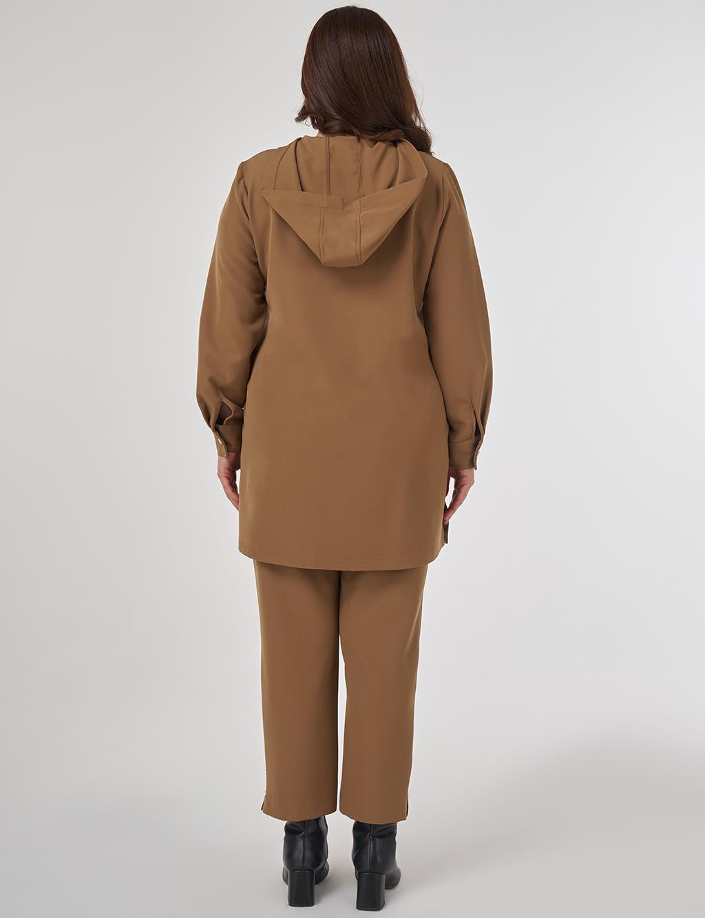 Kapak Cepli Rahat Kesim İkili Takım Koyu Oliv