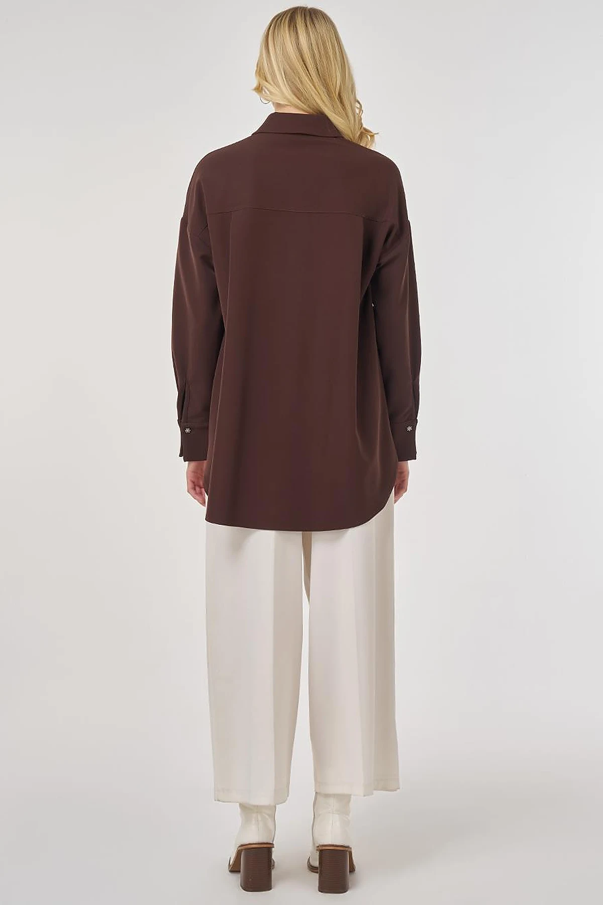 Appliquéd Elegant Tunic in Dark Brown
