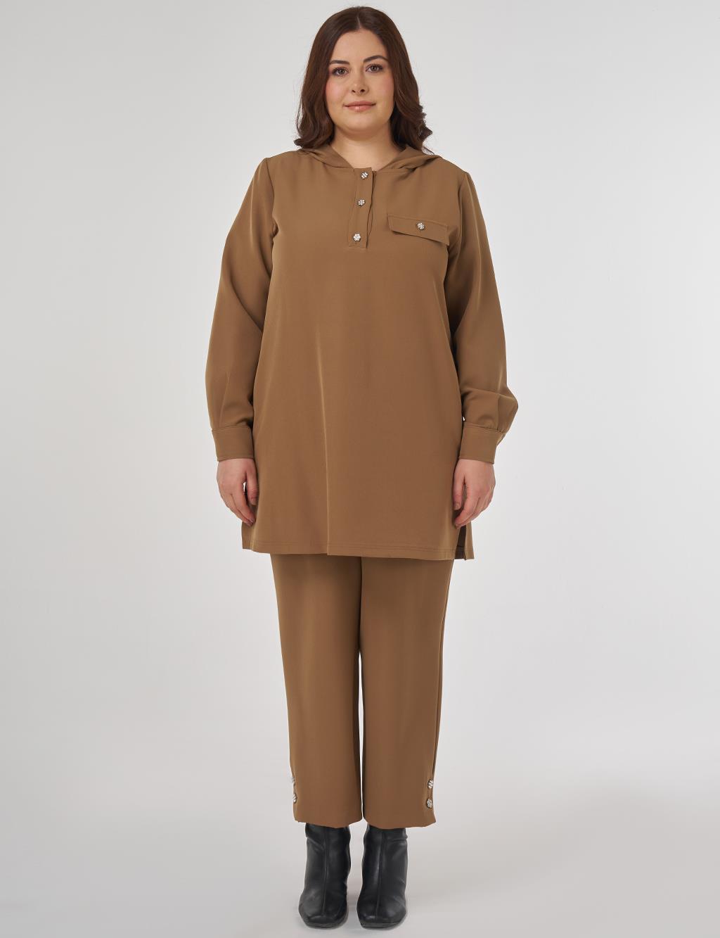 Kapak Cepli Rahat Kesim İkili Takım Koyu Oliv