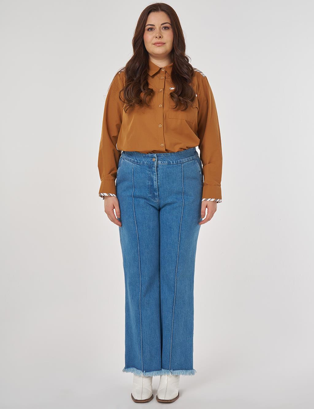 Topstitched Denim Pants in Blue