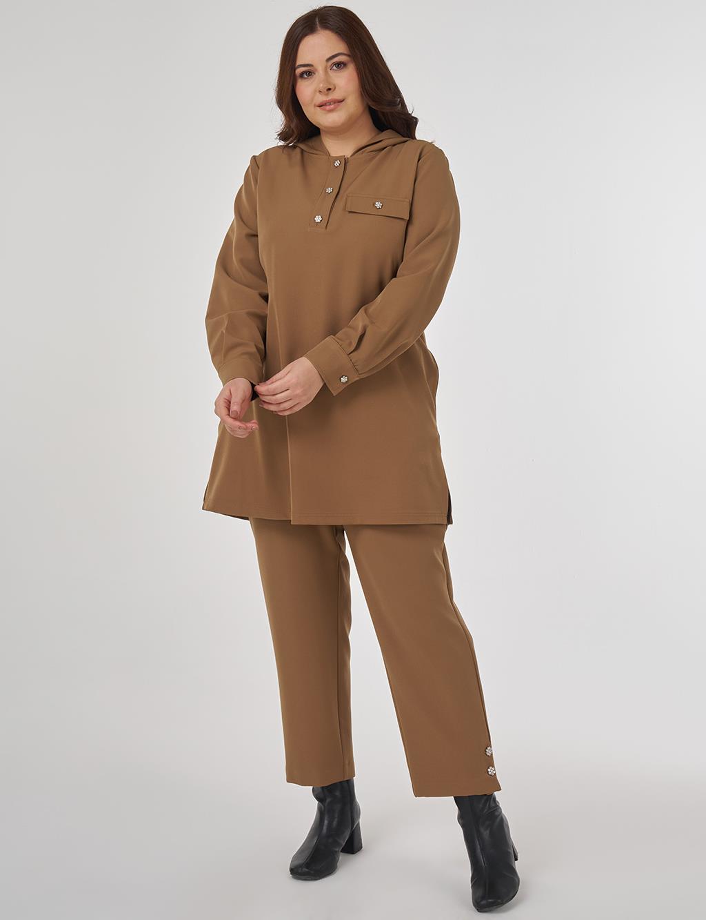 Kapak Cepli Rahat Kesim İkili Takım Koyu Oliv