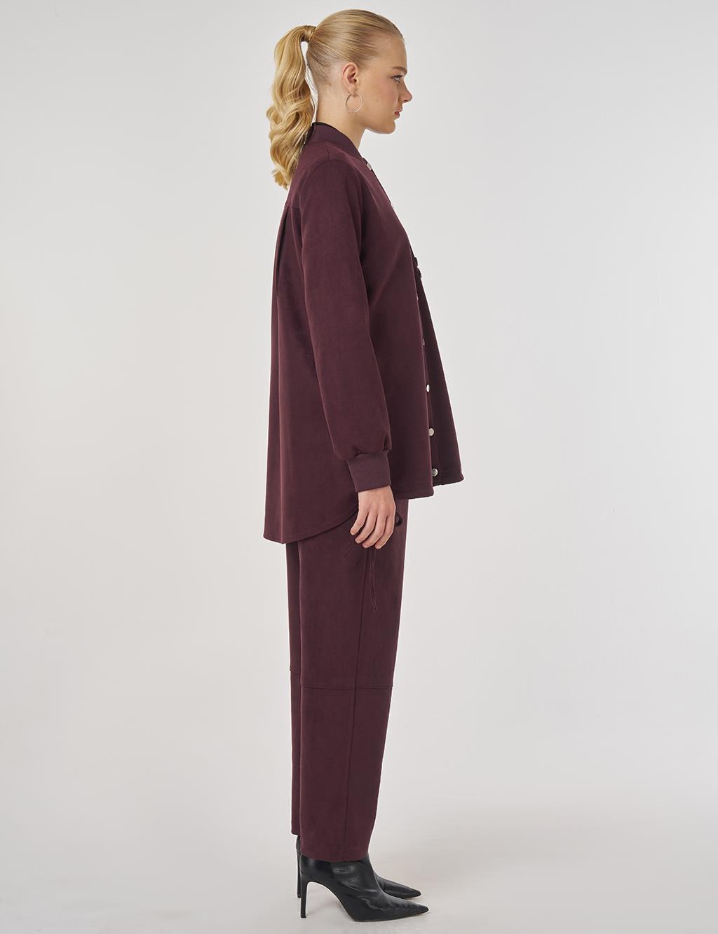 Embroidered Suede Tunic Dark Burgundy