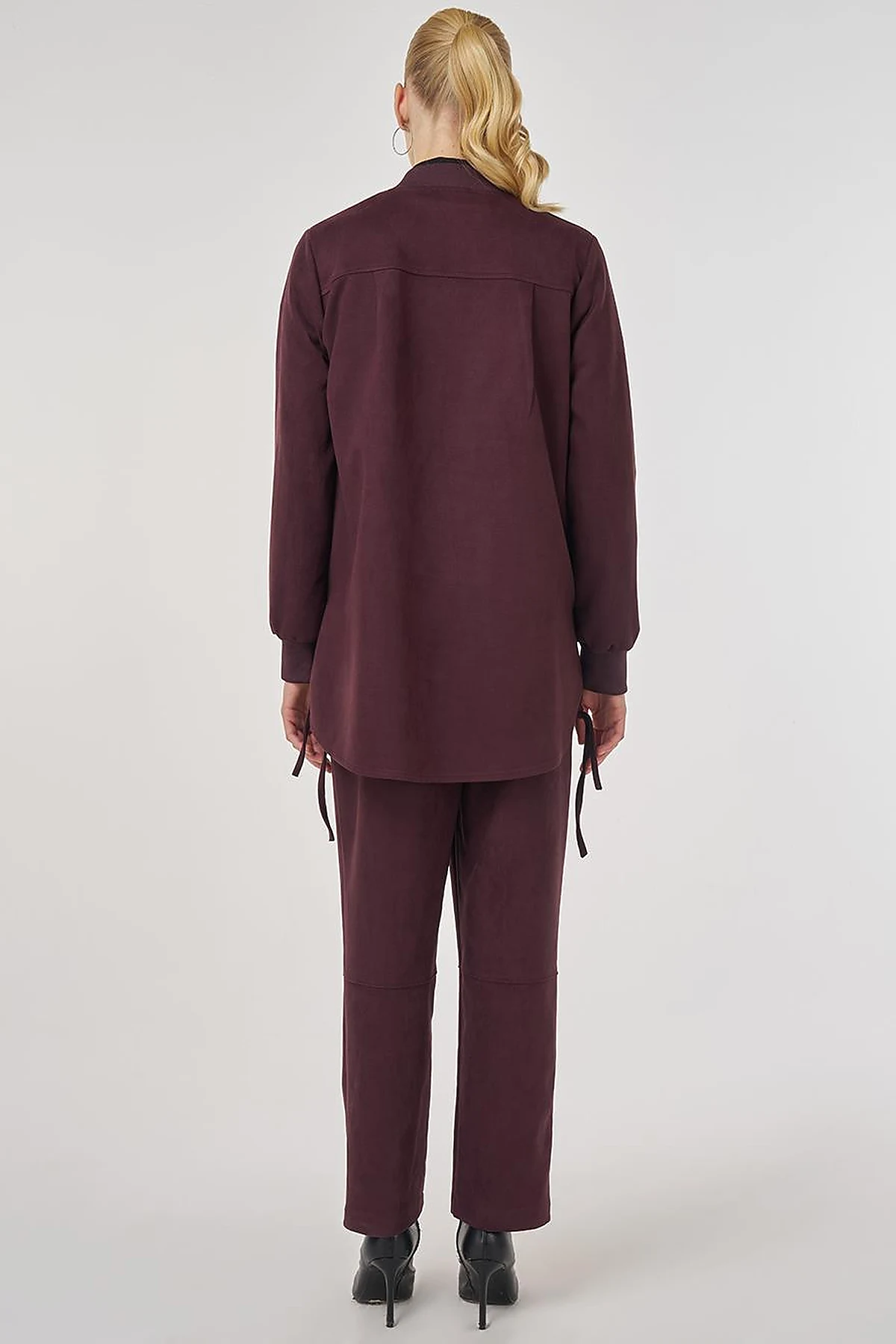 Embroidered Suede Tunic Dark Burgundy