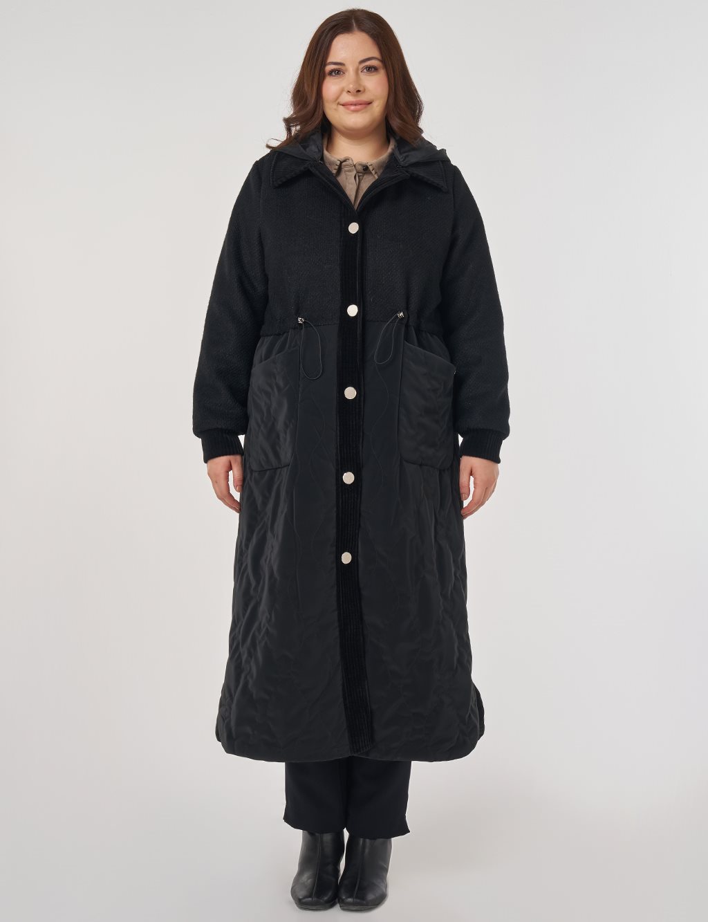 Patch Pocket Leather Coat in Black