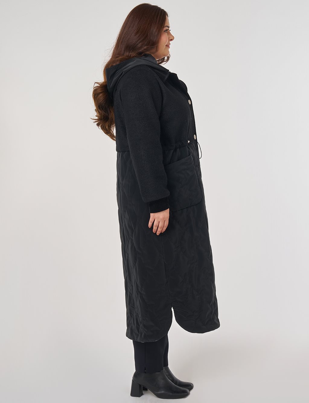 Patch Pocket Leather Coat in Black