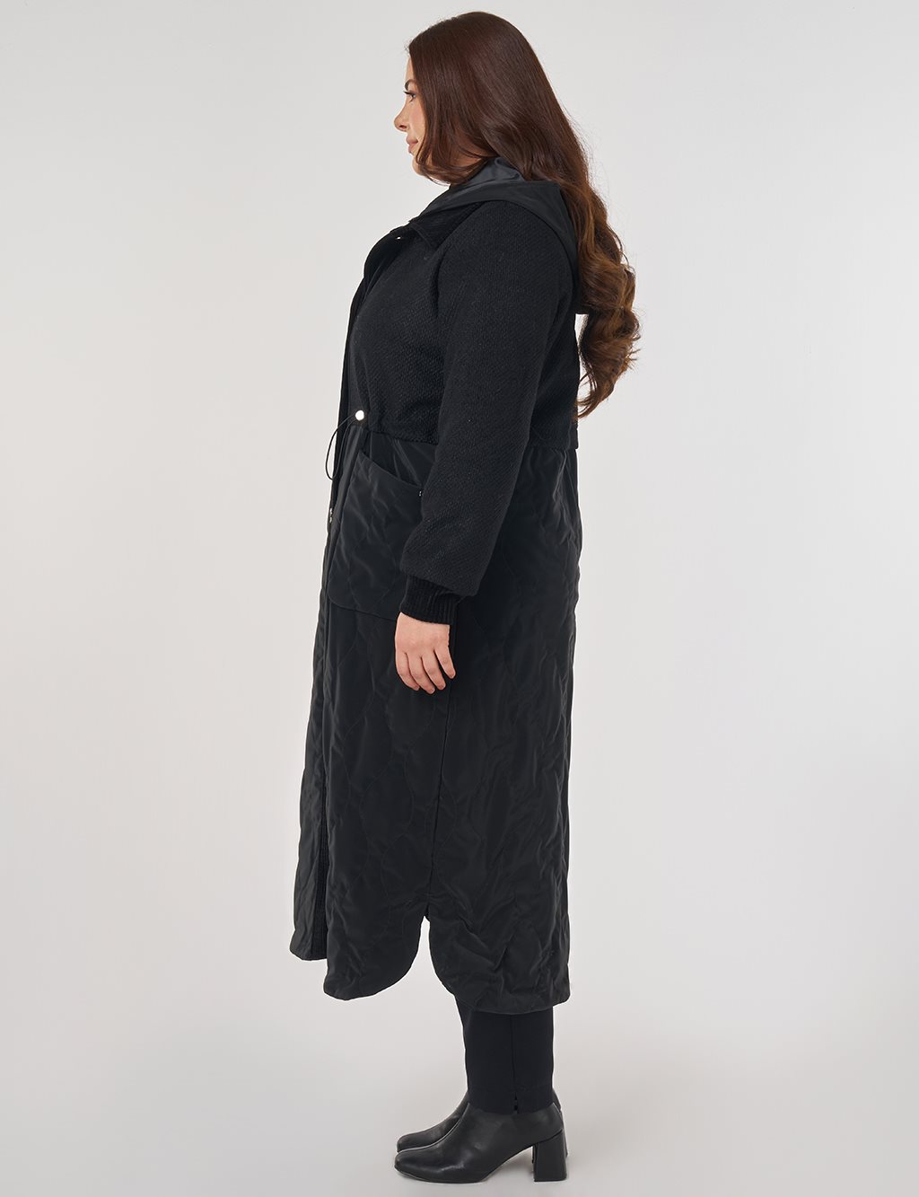 Patch Pocket Leather Coat in Black