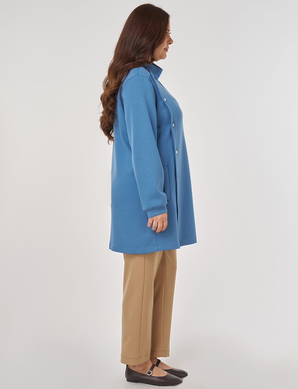 Stand Collar Scuba Sweatshirt in Crown Blue