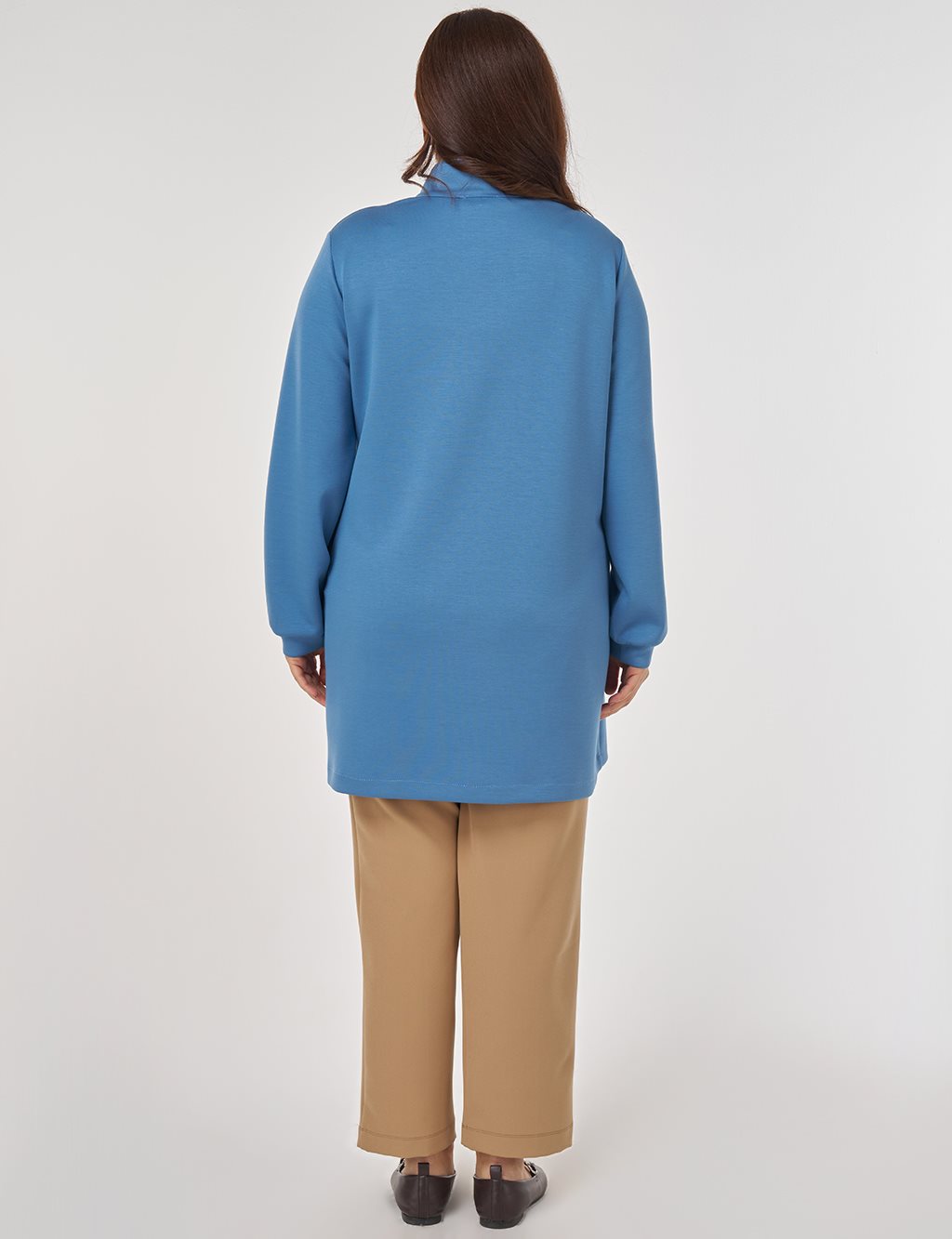 Stand Collar Scuba Sweatshirt in Crown Blue