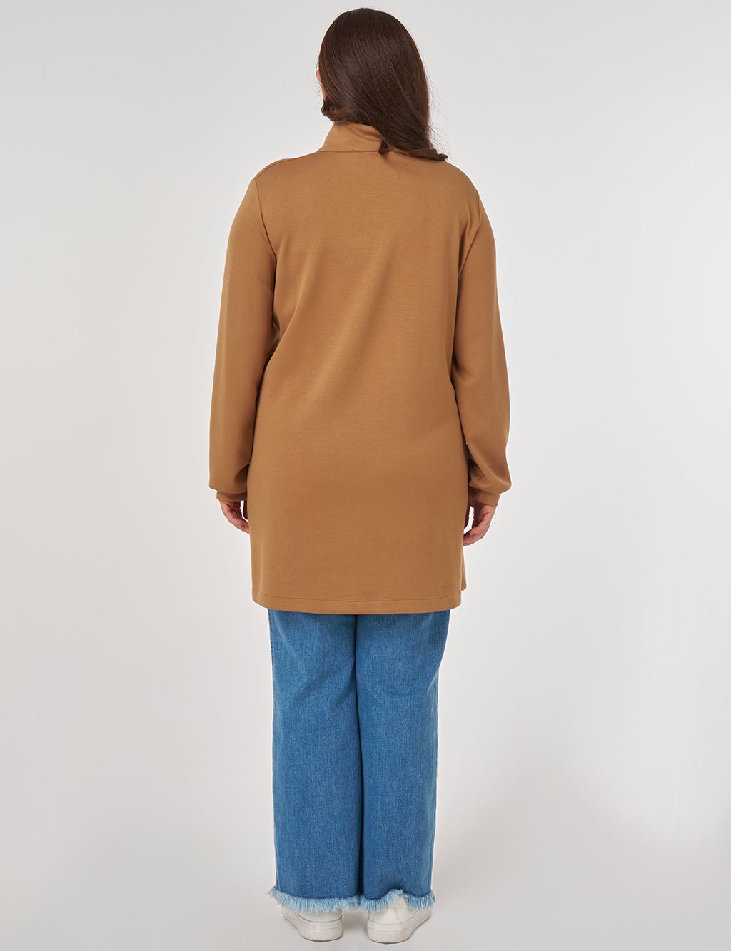 Stand Collar Scuba Sweatshirt in Tobacco