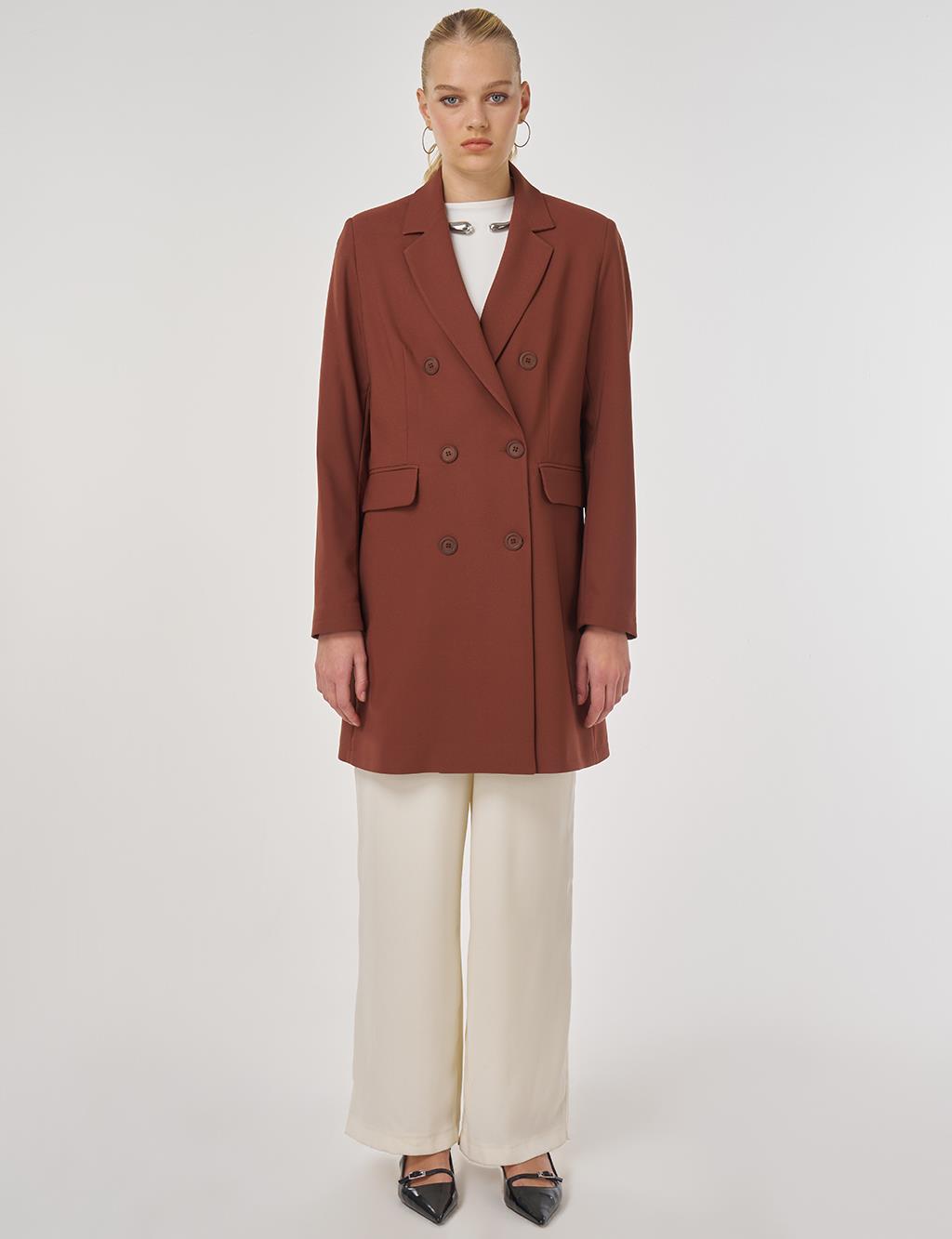 Basic Blazer Jacket in Dark Brown