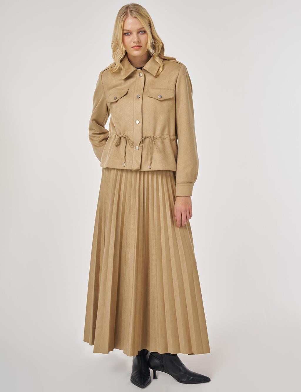 Double-Pocket Suede Jacket in Dark Mink