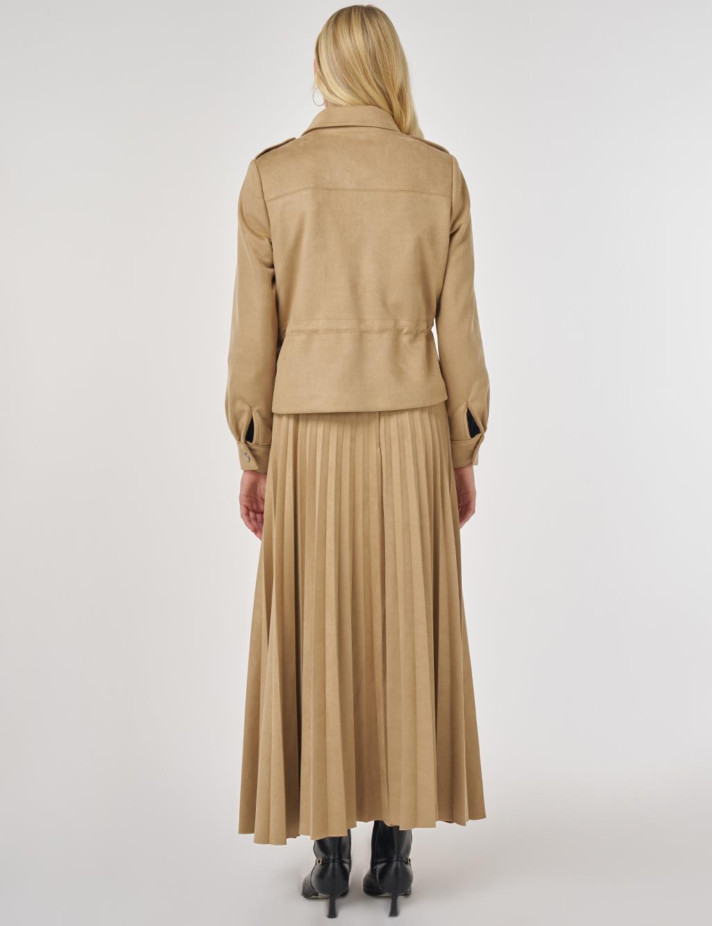 Double-Pocket Suede Jacket in Dark Mink