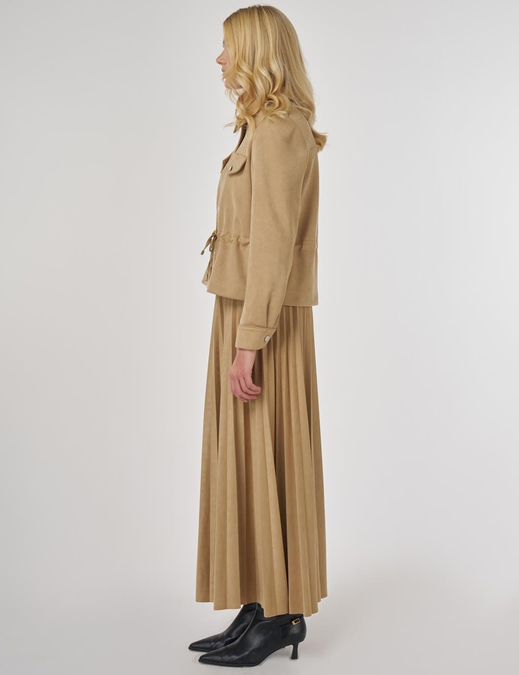 Double-Pocket Suede Jacket in Dark Mink