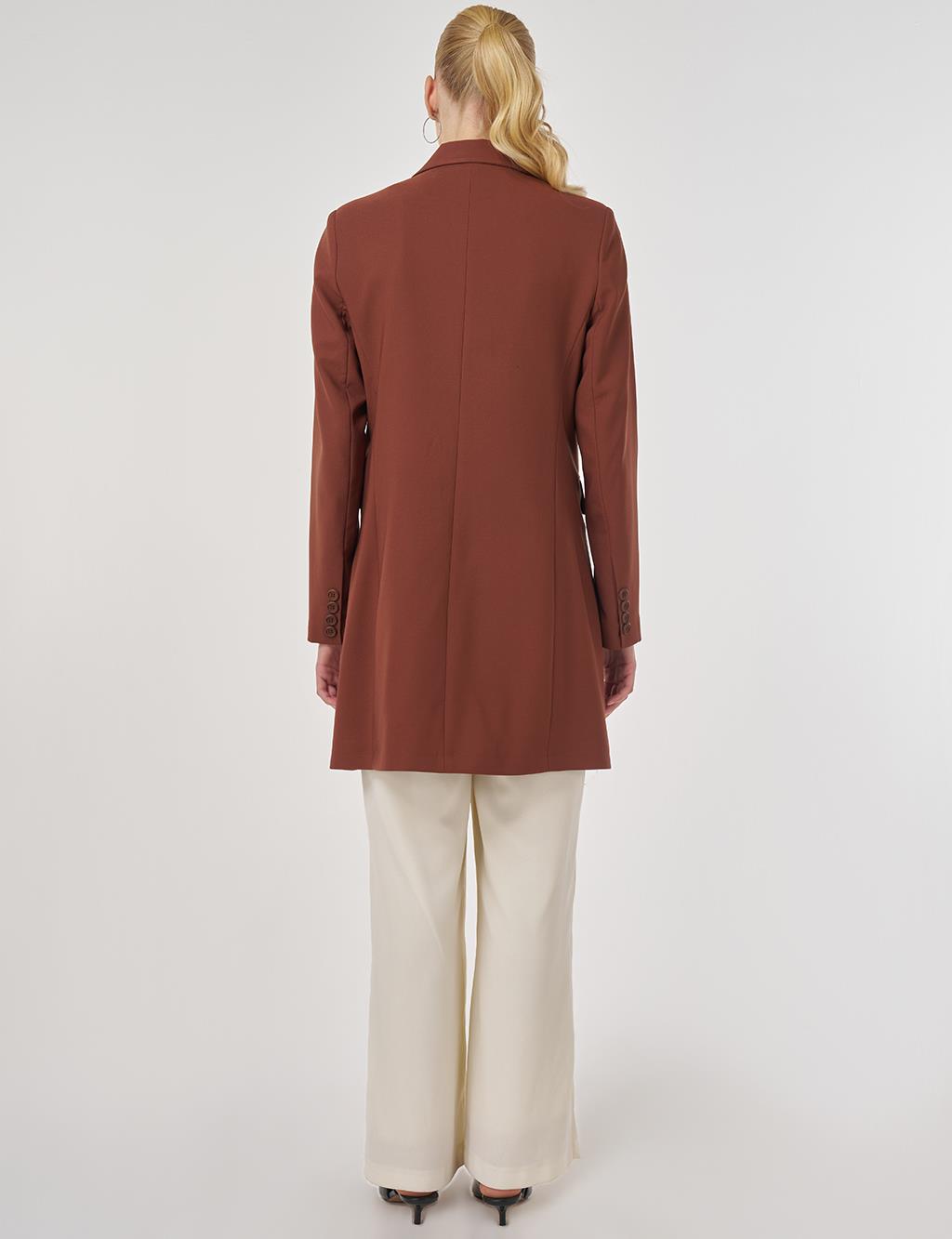 Basic Blazer Jacket in Dark Brown