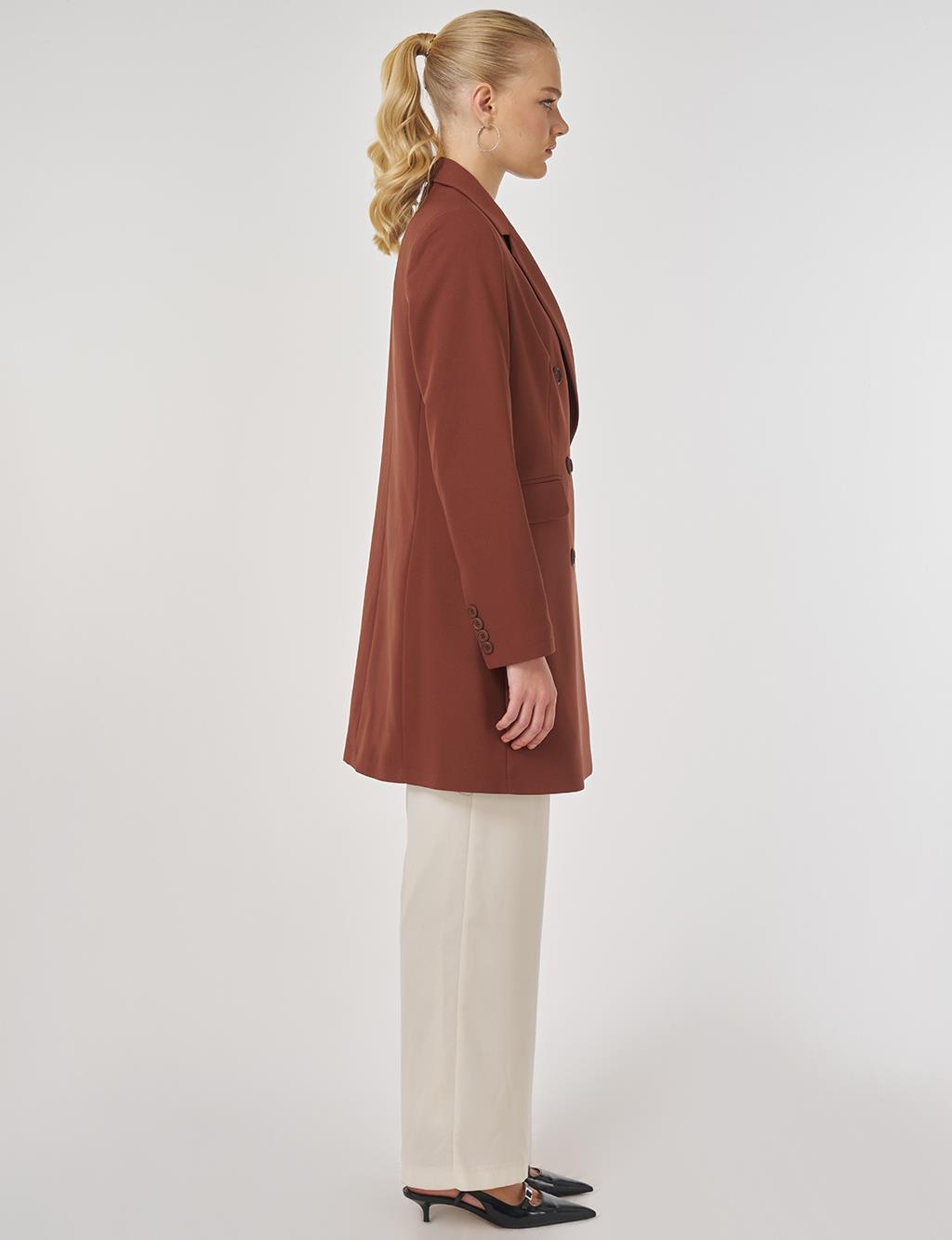 Basic Blazer Jacket in Dark Brown