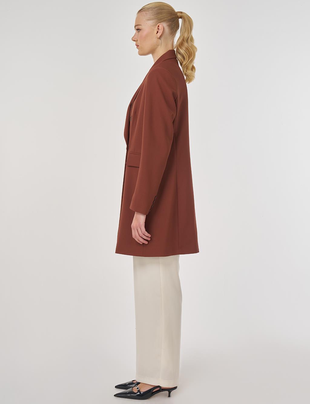 Basic Blazer Jacket in Dark Brown