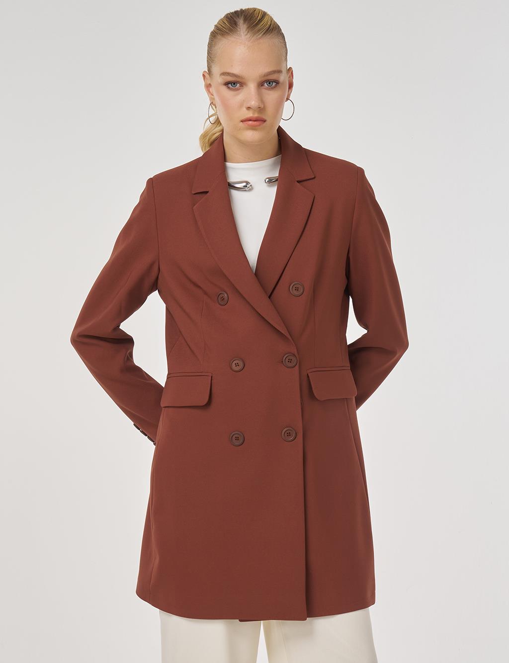 Basic Blazer Jacket in Dark Brown