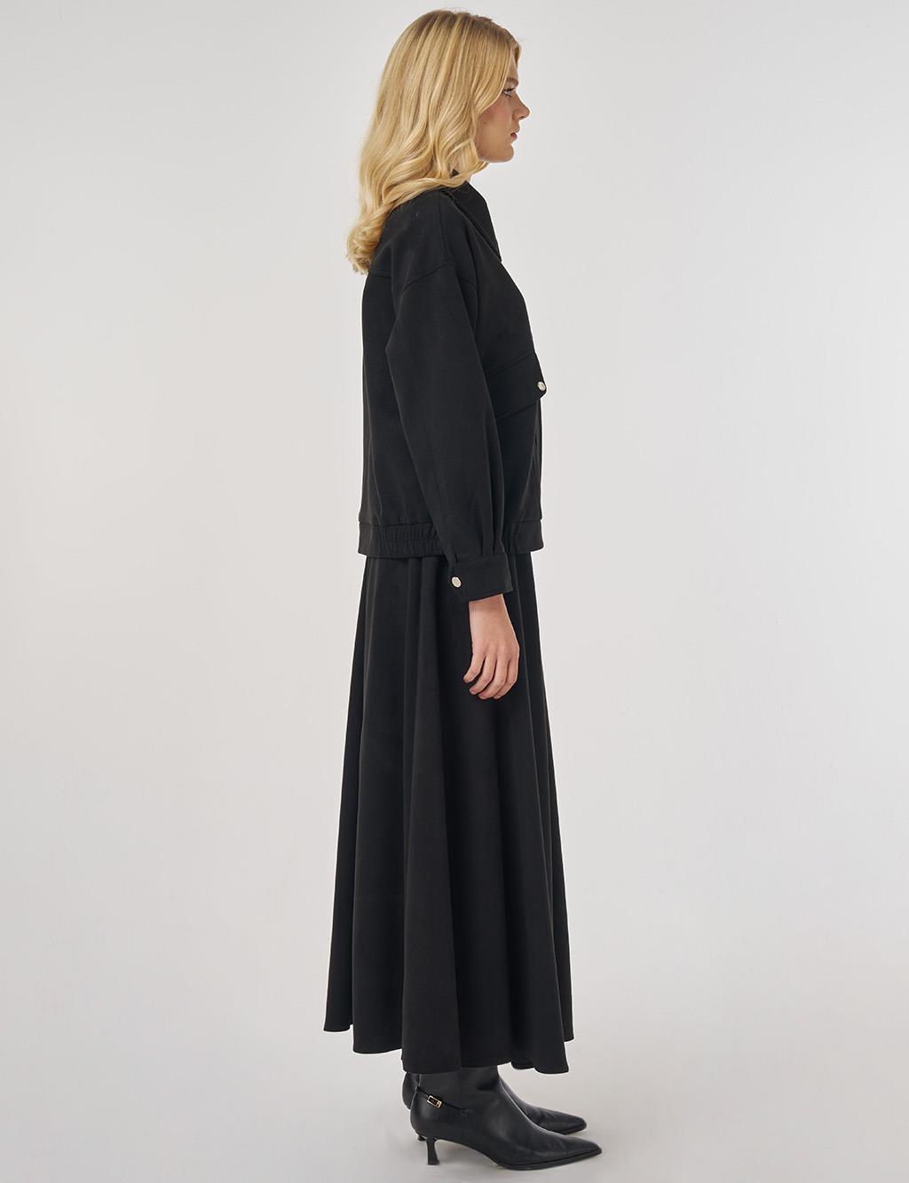 Etekli Süet Takım Siyah